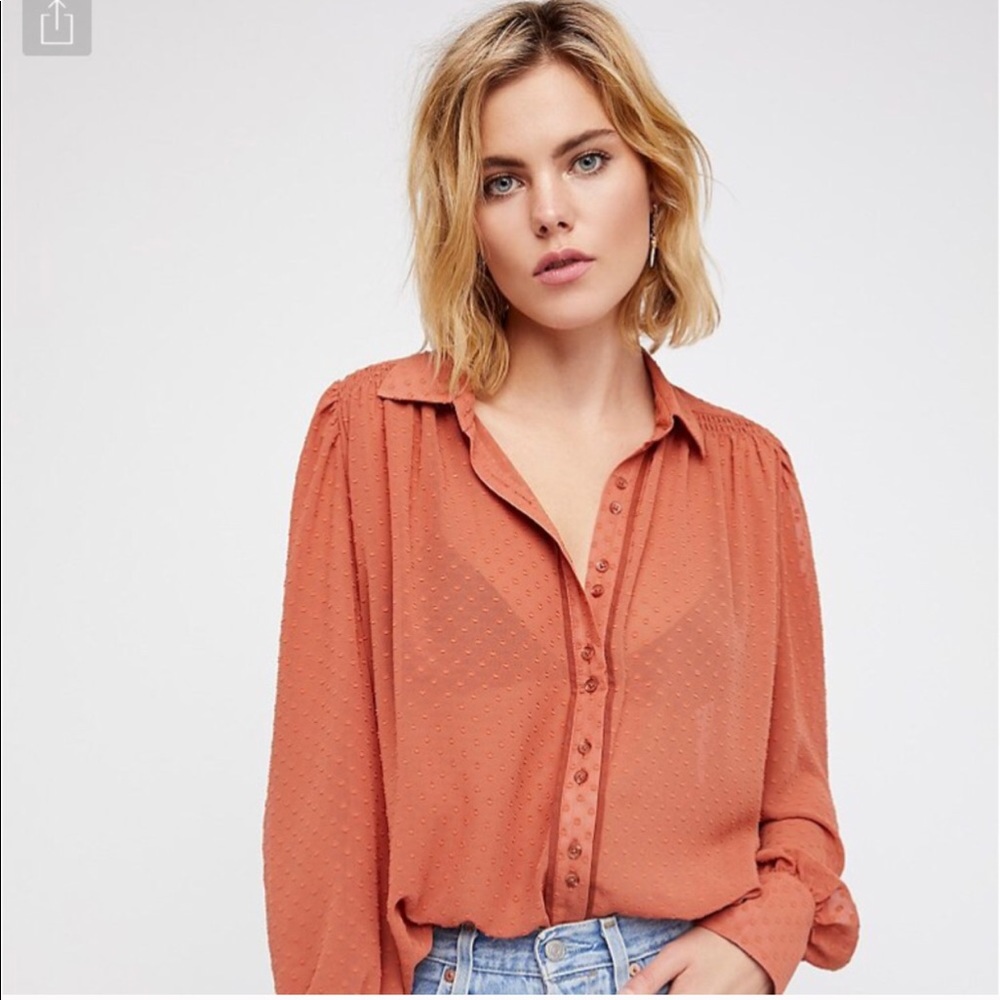 Free People dotted silky button up